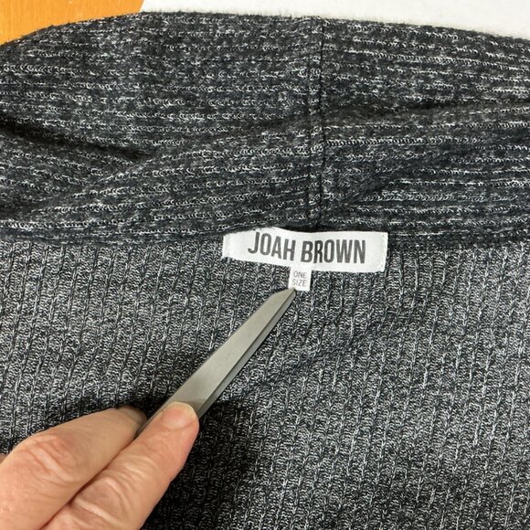 Joah Brown Etoile Charcoal Black Ribbed Open Front Cardigan Sweater One Size - Picture 7 of 8